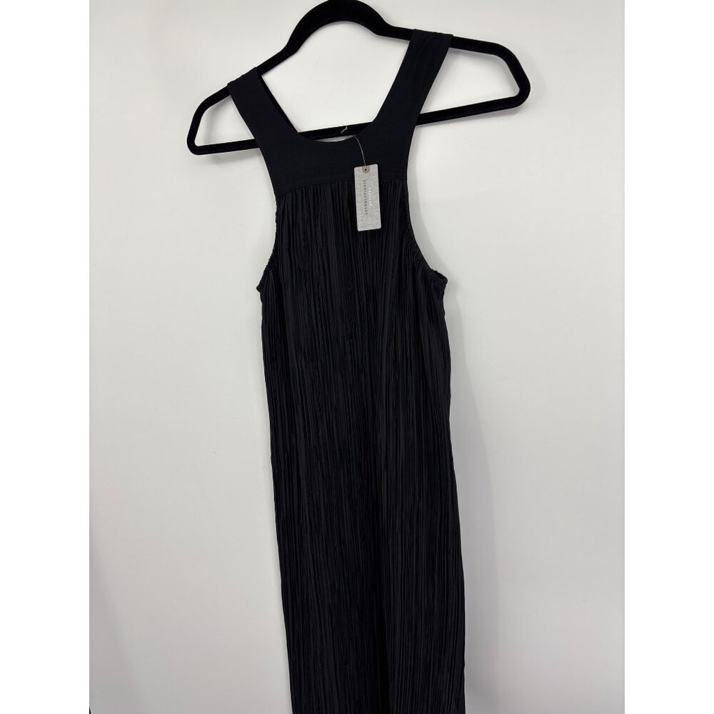 Anthropologie Halter Plissé Maxi Crinkle Dress Black XS Petite NEW - Picture 4 of 8